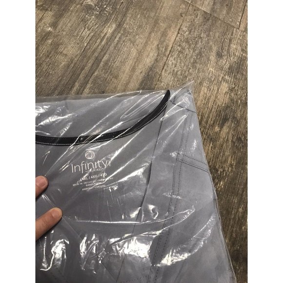 NWT Cherokee Infinity Men's V-Neck Scrub Top Certainty CK900A Size 4XL‎ Gray - Picture 4 of 5